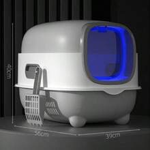 Cat Litter Box With Automatic Sandproof Cage Sterilization And Deodorization Function With Included Litter Scoop, Extra Large Cat Litter Box, Easy To Clean - Xám - Xem 1