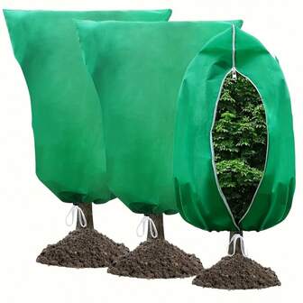 Funda grande para plantas con función de protección contra el congelamiento, manta antifrecuencia alta en invierno, tela antifrecuencia para plantas con cremallera y cuerda, adecuada para plantas de exterior, árboles frutales y plantas de maceta en invierno