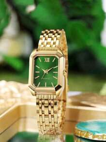 Luxus Edelstahl Armband Damen Uhr, business-Lässig schicke quadratische Quarzarmbanduhr