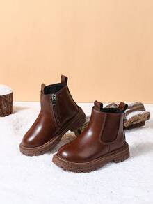 1 Pair Children's Autumn/Winter New Soft Bottom Fashion Versatile Outdoor Anti-Slip Classic Leather Boots - Brown - View 11