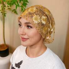 1 buc. Model floral cu dungi, floral (combinație), casual, boem, petrecere, drăguț, poliester, mărgele, stras, ciucure, broderie, patchwork, eșarfă pentru cap, potrivită pentru zi cu zi, acasă, vacanță, întâlnire de seară, cadou, toate anotimpurile, decor elegant cu ciucure din mărgele acrilice, decor cu coadă de pește, stras, broderie florală, decor