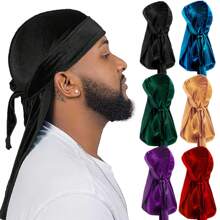 Set de 6 Durag-uri din catifea de culoare uni cu legături - Pălării în stil pirat pentru sporturi în aer liber, pălărie de pirat, costum de pirat