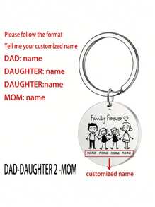 1Pc Personalized Stainless Steel Family Name Keychain,Custom Round Pendant With "Family Forever" Design, Engraved Name Option For Loved Ones, Simple Style Gift For Families,For Man Women Customized Names Round Pendant Keychain Pet Accessories Gift Stainless Steel Jewelry Couple Gifts,Customized Valentine's Day Gifts, Birthday Gifts, Anniversary Gifts