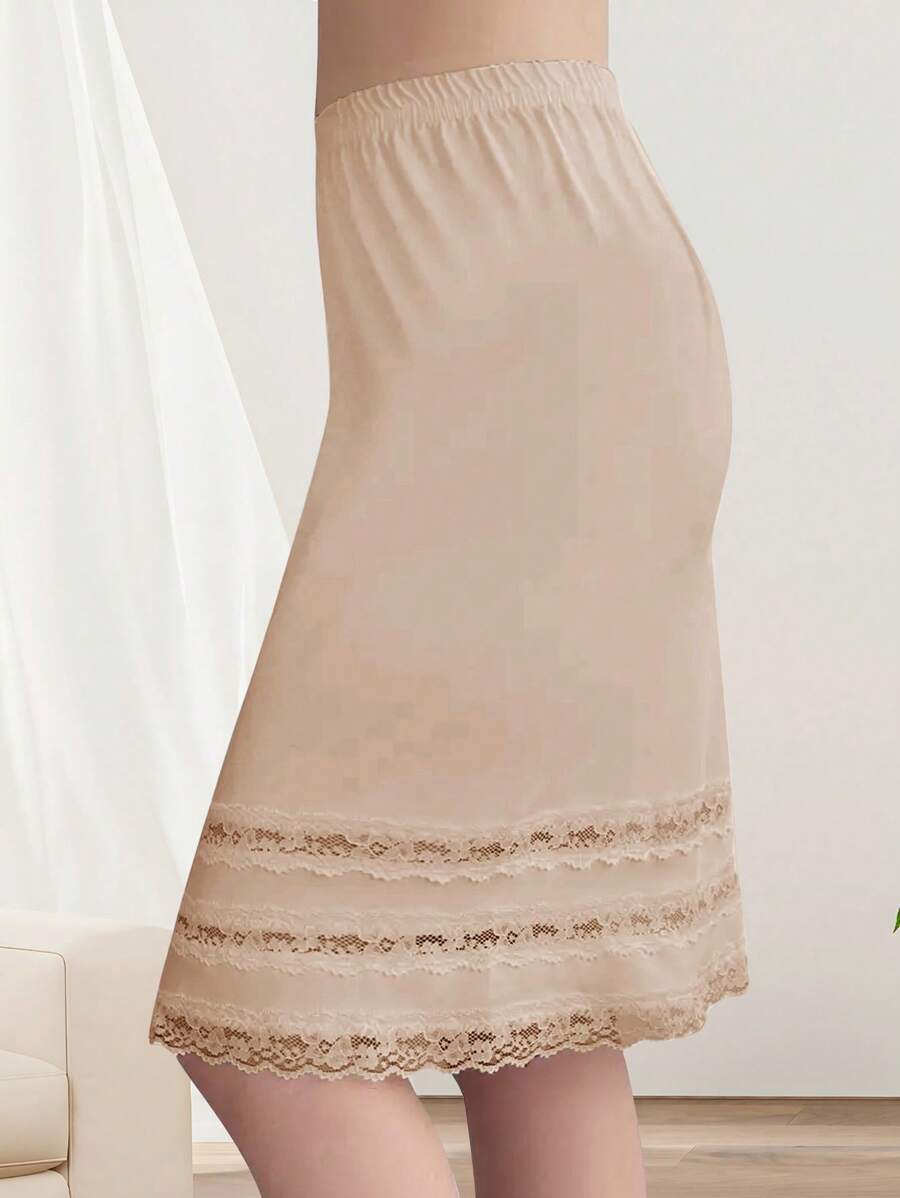 Meguma 女士蕾丝边衬裙，不透视，时尚半身衬裙 - 紫紅色 - 查看 1