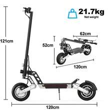 G2 Electric Scooter For Adults, Rated Power 500W, Maximum Peak Power 800W, Maximum Range 45km, 10" Tubeless All Terrain Tires, Adjustable Handlebar Height - 黑色 - 查看 2