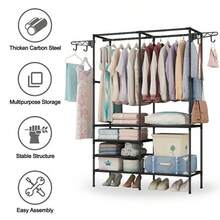 Heavy Duty Metal Double Rail Clothes Garment Hanging Rack Shelf Display Stand UK - White - View 6