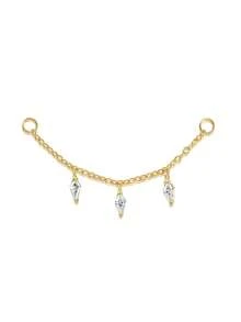 1pc 925 Sterling Silver Agate/CZ Earrings Chain Accessories 18k Gold Plated Earrings Connector Chain For Women Convertible Dangle Chain For Double Piercings