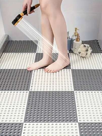 12pcs Bathroom Suction Cup Anti-Slip Mats, Interlocking Shower Floor Mats With Drainage Holes, Perfect Choice For Bathroom