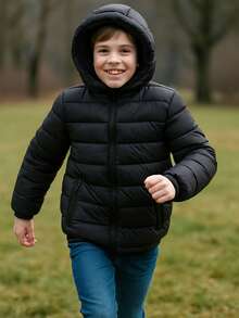 Bobojaco Boys' Puffer Jacket With Removable Hood - 黑色 - 查看 1