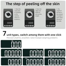 0.001g 高精度珠宝秤，黑色，带透明防尘罩，迷你便携式实验室电子秤，归零，计数功能，LCD 背光，适用于珠宝、钻石、黄金称量、颗粒计数/实验室试剂分配，包括砝码、镊子、托盘（不含电池） - 彩色 - 查看 8