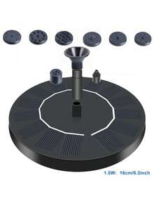 1pc 18cm/2.5W Solar Fountain Pump Kit, Solar Powered Bird Bath Fountain For Outdoor Landscape, Independent Floating Design, 18cm Round Solar Panel, 2.5W Power, 200L/53Gal Per Hour Outdoor Water Pump, With 3 Connectors & 8 Nozzles, Suitable For Bird Bath, Pond, Garden, Fish Tank, Solar Powered, No Battery Required, ABS Plastic Material - Black - View 12