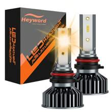 Heyword Heyword 2pcs LED Car Headlight 9005 9006 H13 H11 H7 H4 H1 Car Headlights High Low Beam, 75000LM 800% Brighter Five Color Options6500K/3000K/4300K/8000K/25000K Fast Silent Fan Bright Cob 1860 Chip Plug-N-Play