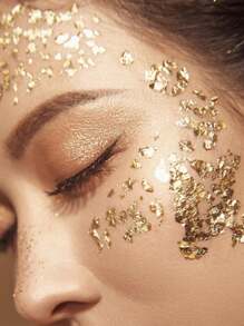 3D Ultra-Thin Nail Art Gold Foil Sticker Set, Asymmetrical Gold & Silver Aluminum Foil Fragments | Face & Eye Makeup Glitter Decorative Stickers, Nail Art Decorations, Creative Imitation Makeup Gold Silver Glitter Foil Stickers, Rhinestone Face Makeup, Stage & Bridal Decorative Stickers Nail Supplies Nails Nail Charms Nail Gems - Rose Gold - View 5