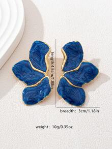 1 对优雅独特百搭油滴花耳钉，适合女性派对、活动和场合 - 藍色 - 查看 3