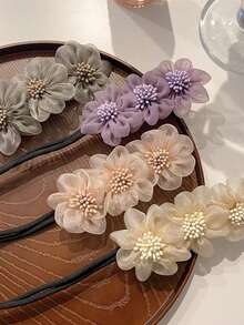 1pc Colorful Flower Hair Bun Maker, Delicate Hair Accessory, Suitable For Girls - Multicolor - View 3
