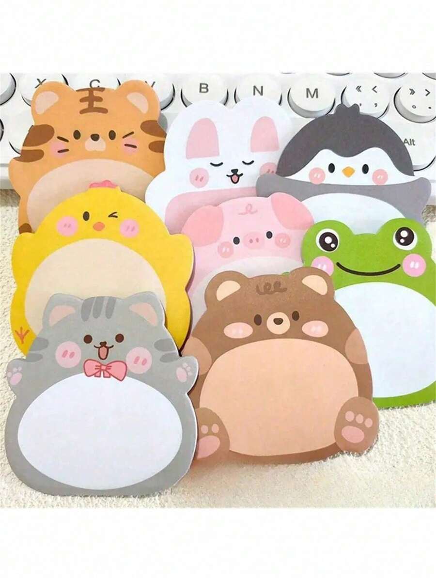 8 piezas/160 páginas Notas adhesivas con diseños de mascotas lindas, notas adhesivas de dibujos animales divertidos y creativos, estilo Ins, bloc de notas con sensación avanzada para estudiantes de primaria, secundaria, preparatoria y universidad, notas adhesivas esenciales para el trabajo, patrones aleatorios - multicolor - Ver 1