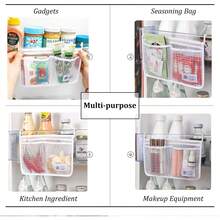 Organizadores de Puerta de Nevera Juego de 4 Piezas, Bolsas de Malla Colgante para Puerta de Nevera, Almacenamiento de Clasificación para Cocina y Hogar, Bolsas de Almacenamiento para Artículos Pequeños de Cocina y Hogar - Azul+Blanco (4pcs) - Ver 6