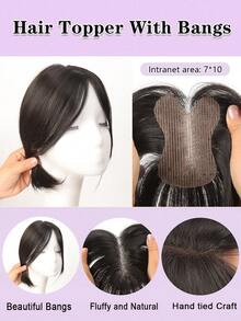 3D Bangs Invisible Seamless Head Hair Water Ripple Hair Air Bangs Head Overhead Natural Invisible Gourd Inner Net Hook And Loop Replacement Block Cover White Hair No-Card Frontal Wig Piece Thin And Lightweight Seamless Hair Parting Instant Volume Increase Fake Hair For Women
