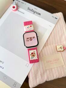 1PC Creative Hat Bear Nylon Braided Strap Compatible With Apple Watch Band S10 42/46mm 49Ultra Adjustable Magnetic Woven Fabric Loop 9 8 7 6SE 5 4 3 2