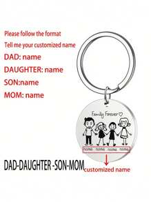 1Pc Personalized Stainless Steel Family Name Keychain,Custom Round Pendant With "Family Forever" Design, Engraved Name Option For Loved Ones, Simple Style Gift For Families,For Man Women Customized Names Round Pendant Keychain Pet Accessories Gift Stainless Steel Jewelry Couple Gifts,Customized Valentine's Day Gifts, Birthday Gifts, Anniversary Gifts