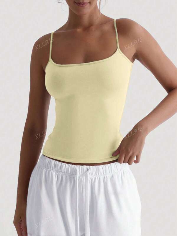 XLLAIS Sexy Backless Women's Camisole Elastic Casual Spaghetti Strap Top