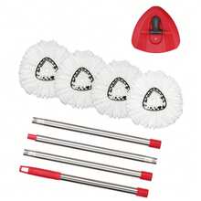 Juego de cabezales de repuesto para trapeador giratorio O-Cedar con base y mango de 30" a 58". Incluye 4 repuestos. - Mango y base para fregona con 4 cabezales de repuesto - Ver 1