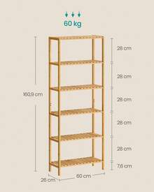 Étagère de Rangement, 6 Niveaux, Support pour Plantes, Multifonction, pour Entrée, Salle de Bain, Balcon, Cuisine, 26 x 60 x 160,9 cm, Beige - Beige - Voir 5