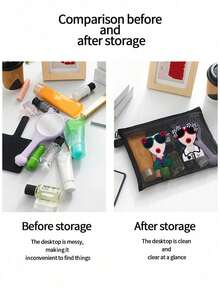 1pc Multi-Color Mesh Bag With Creative Goddess Head Pattern, Charger Storage Bag, Lightweight, Large Capacity, Multi-Function Storage Bag, Travel Toiletry Bag, Suitable For Beach, Vacation, Travel, Picnic, Dating, Practical Digital Bag, Women'S Cosmetic Bag, Student Stationery Bag, Family Medicine Bag, Small Accessories Bag, Suitable For Gift Giving, Back To School Essential, Dormitory Storage - Multicolor - View 3