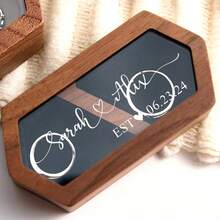 Custom Wooden Wedding Ceremony Ring Box With Clear Acrylic Cover, Personalized Engraved Engagement Proposal Holder, Two-Slot Ring Holder,Multi-Functional,Durable,Ornamental,Reusable,Exquisite,Stylish,High-Quality,Colorful,Modern,Custom,Personalized,Unique,Ideal Gifts For Him,Ideal Gifts For Her,Boyfriend,Dad,Girlfriend,Mom,Family,Friends,Tea Room,Home,Garden,Office,For Anniversaries,For Valentine's Day,For Mother's Day,For Birthdays,For Father's Day,For Graduation,For Weddings,For Housewarming,Customized Wedding Crafts