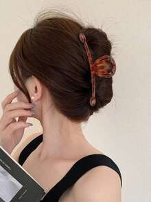 1 件新款复古法式木质大发爪适合梳理法式时尚发饰，适合日常旅行、聚会和返校佩戴动物发夹时尚发爪夹秋季配饰 - 彩色 - 查看 10