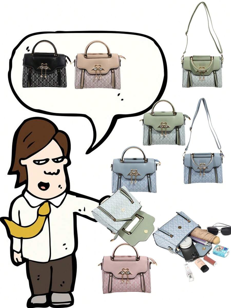 1 Pezzo Borsa a tracolla in pelle PU con stampa di moda, borsa a tracolla elegante di piccole dimensioni di design di lusso, borsa a tracolla messaggera, accessorio per la scuola, back to school
