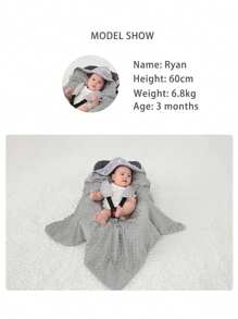 1pc Baby Cotton + Fleece Swaddle Blanket, Stroller Cover, Car Seat Wrap, Warm Infant Carrier Blanket For Autumn/Winter