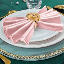 12pcs Gold Flower Napkin Rings & 12pcs Rose Gold Napkin Rings Set, Suitable For Wedding, Party, Ball, Event, Outdoor, Daily, Anniversary, Celebration Table Decor - Multicolor - View 6