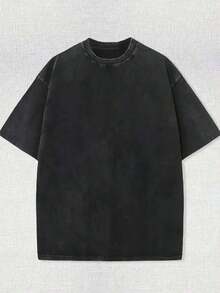 "Durable Structure" Men's Old South Welding Master Retro Pattern T-Shirt, 100% Cotton Double-Sided Floral Print, Crew Neck, Cyan, Casual Street Style Tee LUEJ - màu đen - Xem 6