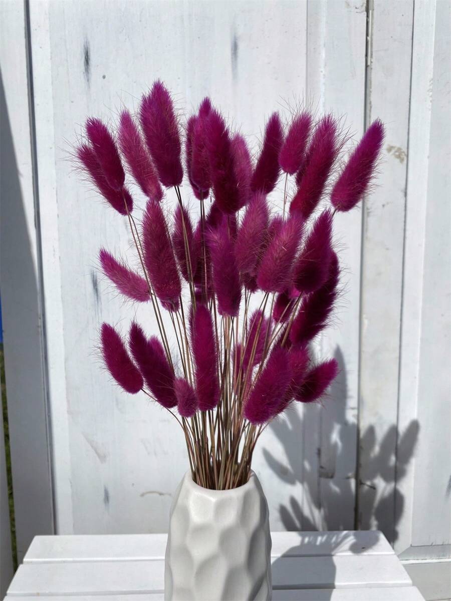60/120/240 件波西米亚风格人造花 - 天然干燥兔尾巴蒲苇 - 多色，蒲公英花 - 家居、婚礼、办公室、咖啡厅装饰 - 情人节和母亲节礼物 - 紅紫色1 - 查看 1