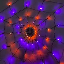 全新 70LED 万圣节蜘蛛网灯 - 大型蜘蛛配件，8 种模式 | 遥控器，防水 | 电池盒和 USB 供电 | 紫色/橙色/橙紫色灯 | 非常适合在室内/室外楼梯、花园和派对中营造恐怖氛围 万圣节装饰灯 家居装饰 派对装饰 万圣节装饰 房间装饰 万圣节花园装饰 可作为礼物 仙女 - 彩色 - 查看 10