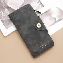 Portafoglio lungo da uomo. Semplice e versatile. Portafoglio da uomo con bottone magnetico. Frizione multi-carta