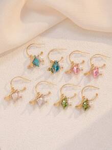 1 对金色海洋风格耳环，配珍珠、粉色贝壳和鱼尾吊坠，甜美童话海洋元素设计，适合度假佩戴 - 彩色 - 查看 4