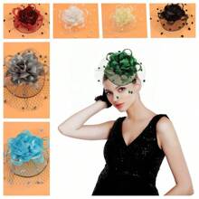 Elegant Floral Bridal Wedding Charming Headpiece Party Stage Hair Accessory Hat Organza Veil Decor Hat, Green, Tiny Hats, Derby Hat, Mini Fascinator, Mini Top Hat , Mini Cap, Rave Accessories
