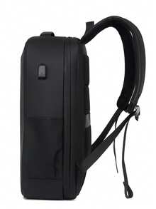 防盗防水黑色商务 USB 充电硬壳笔记本电脑背包，适合 16 英寸笔记本电脑，男士适用