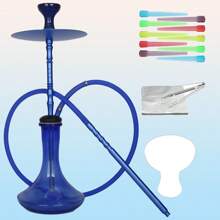 1pc Premium Zinc Alloy Hookah Set (Includes All Accessories: Silicone Hose, Ceramic Bowl, Tongs, Foil, Disposable Mouthpieces)