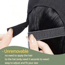 A16" Curly Wavy Baseball Cap Wig With Hair Extensions Adjustable Cap For Women Curly Black 4331 - đen - Xem 3