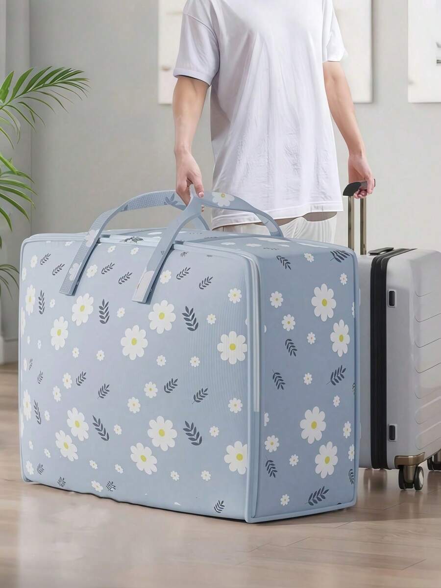 1 件可折叠衣物收纳袋，清新雏菊图案，旅行收纳袋，真空压缩收纳袋，轻便洗衣袋，便携式衣柜收纳袋，节省空间的家居、手提箱、衣柜收纳解决方案 - 彩色 - 查看 1