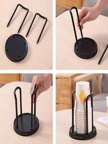 1 Piece Of Simple Round Disposable Cup Holder Black/White Metal Paper Cup Dispenser Organizer, Used For Vertical Cup Storage Of Disposable Cups, Suitable For Tabletop Coffee Cup Holders In Offices And Homes, Space-Saving Cup Organizer, Easy-To-Access Cup Dispensing Rack, Very Suitable For Coffee Cups, Tea Cups, And Water Cups, Stable Design With Anti-Slip Base. Mouthwash Rinsing Cup Holder, Can Accommodate 5 Ounce Paper Cups