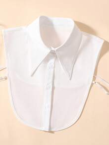 1 件女士白色尖领雪纺时尚可拆卸领子 - 白色 - 查看 6