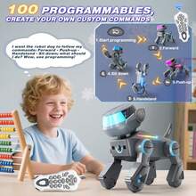 Robot Dog For Kids,Programmable Smart Robotic Dog With Multi-Color LED Eyes, Singing Dancing Rechargeable Remote Control Robot Pet Interactive Toy Christmas Gift For Boys & Girls Ages 3-8 - Grey - View 6