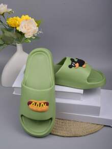 Cute Slippers For Women, Indoor Home Slippers, Thick Non-Slip Sole, Versatile & Comfortable, Sausage Dog Pattern, Suitable For Indoor, Outdoor, Portable Use - Green - View 3