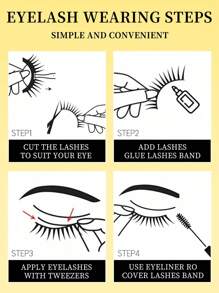 10 pares de pestañas postizas de marta negra, tallos negros delgados y suaves, efecto de extensión natural de la cola del ojo, pestañas de ojo de gato, pestañas postizas esponjosas y naturales, rizado 3D, herramientas de maquillaje de extensión de pestañas postizas dramáticas y completas para principiantes, agrandar los ojos de forma natural, adecuadas para el trabajo, fiestas, citas y festivales, pestañas postizas reutilizables