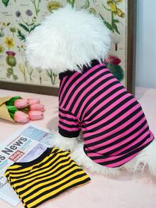 Striped Short Sleeve Pet Outerwear For Pomeranian & Bichon Frise Dogs