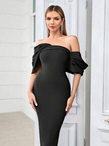 Barlahlsen Minimalist Elegant Off Shoulder Dress Black - Black - View 3